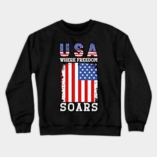 Patriotic USA Where Freedom Soars Flag Crewneck Sweatshirt